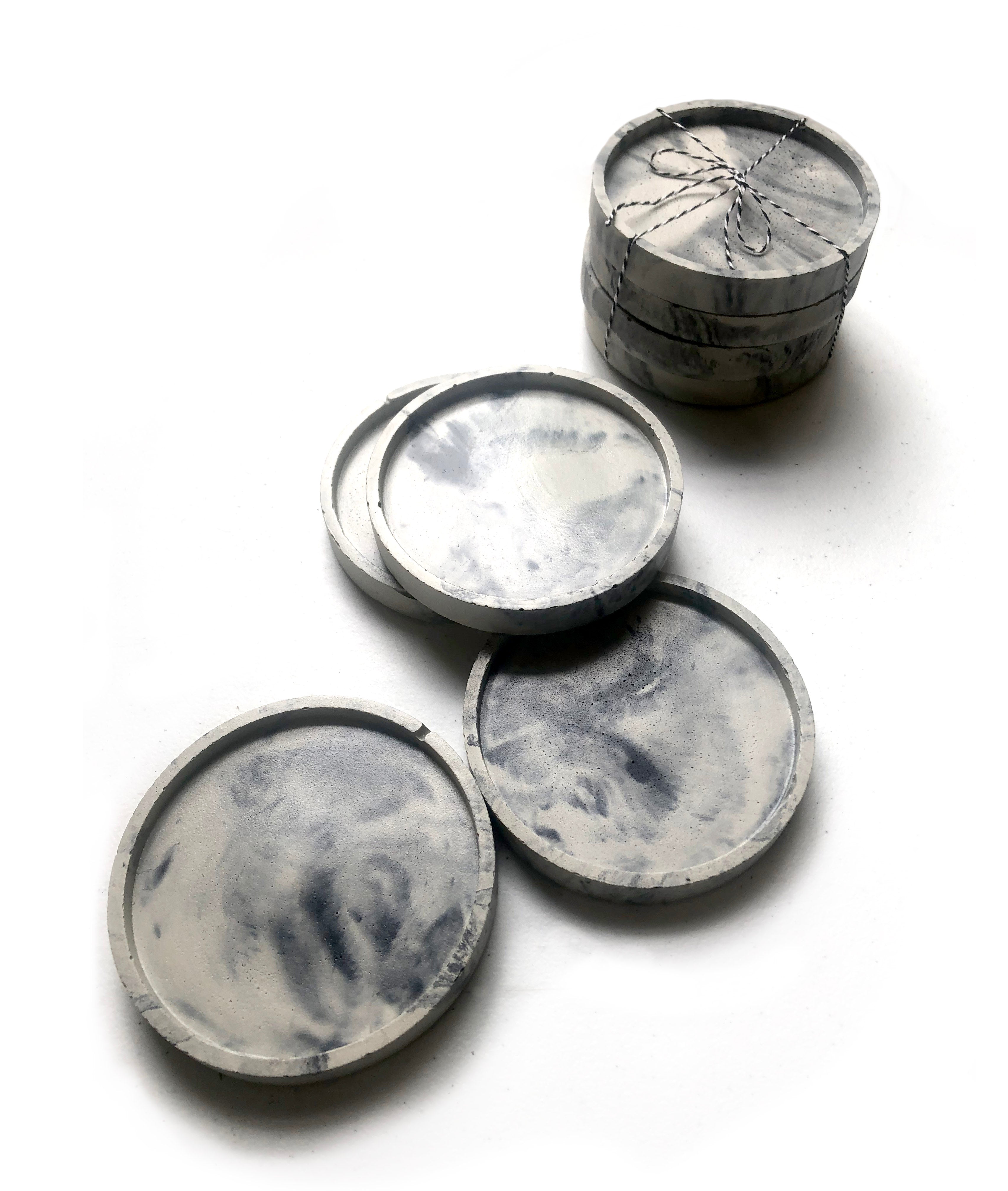 Round Coasters (set of 4) - Light Marbled