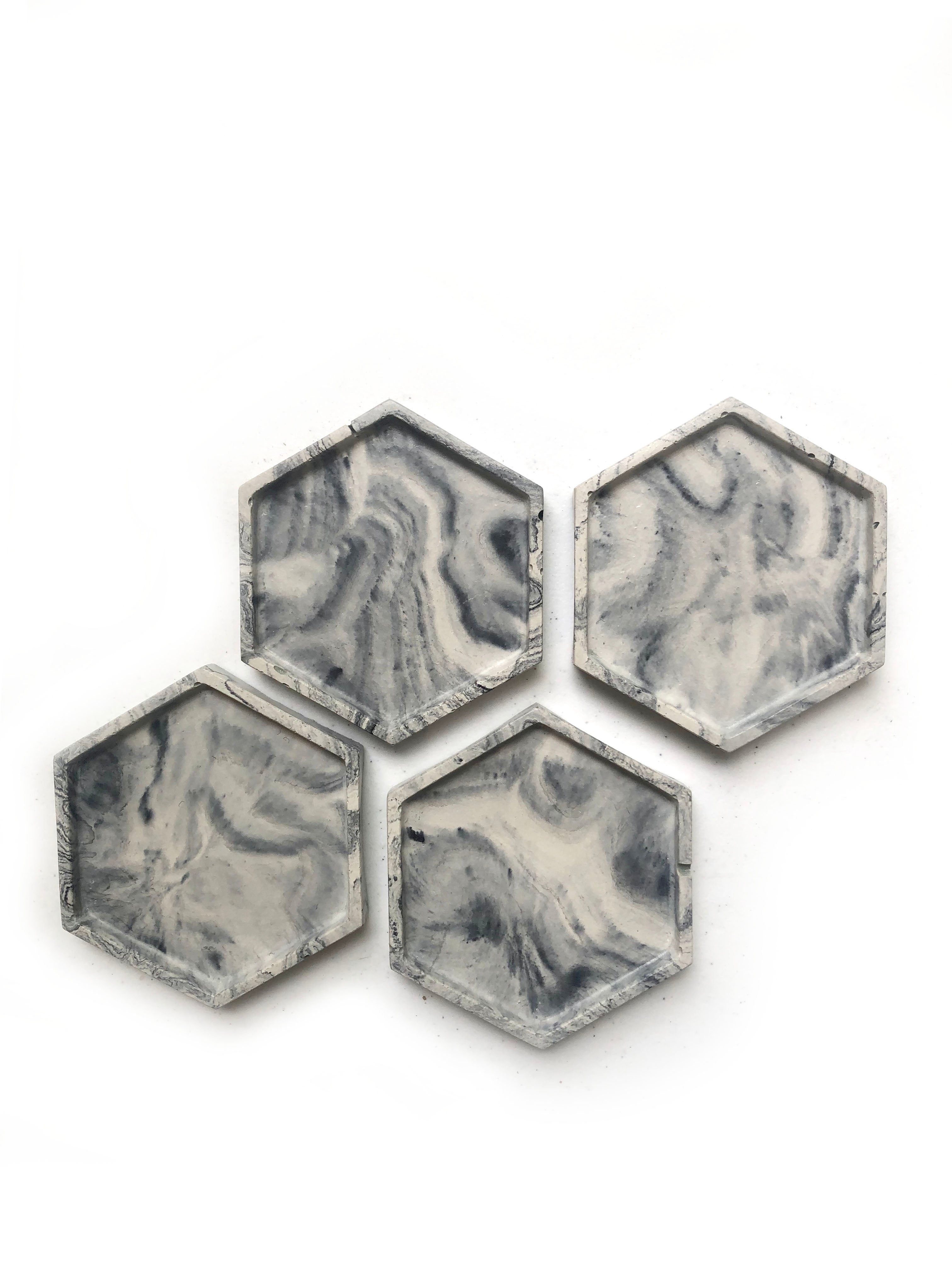 Geometric Coasters (set of 4) - Light Marble